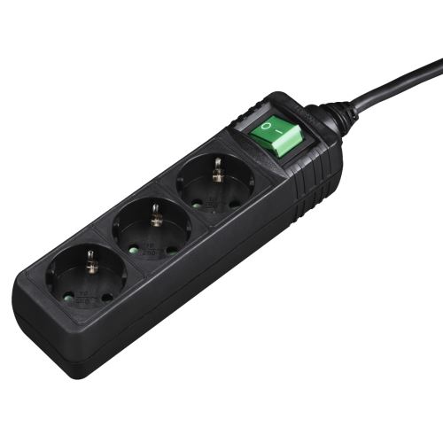 Hama Bloc multiprises, 3 prises, avec interrupteur, 1,4m, Noir