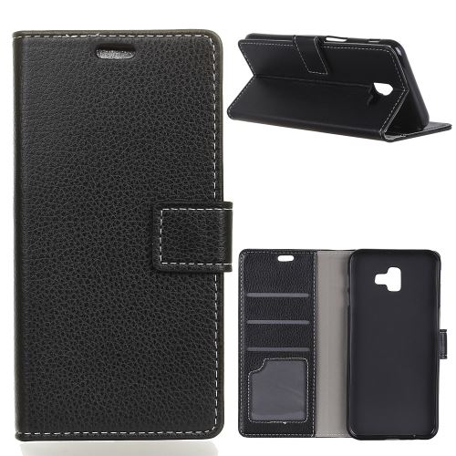 Etui en PU retourner noir pour votre Samsung Galaxy J6 Plus/J6 Premium