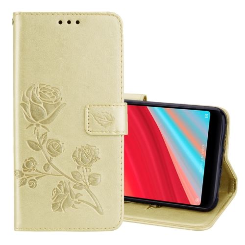 Xiaomi Redmi S2 Housse Etui Cuir PU Gravé Fleurs Rose Doré ALS75598