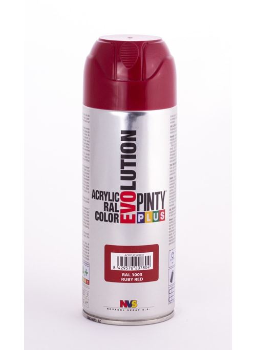 Peinture spray acrylic brillant 400ml rouge rubis ral 3003 - pinty plus