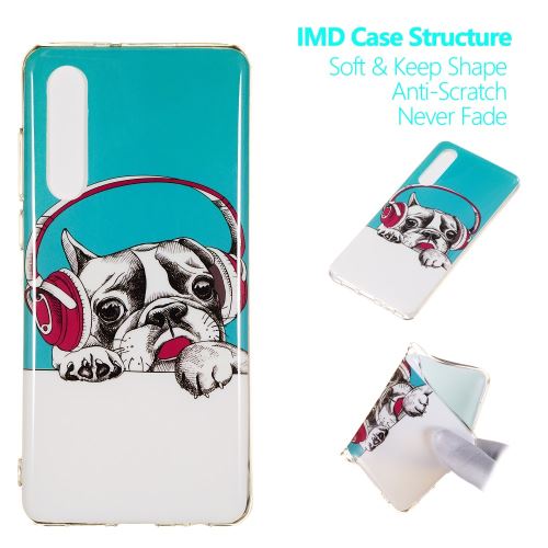 Coque en TPU impression d'un motif lumineux luminescent chien écoutant de la musique pour votre Huawei P30