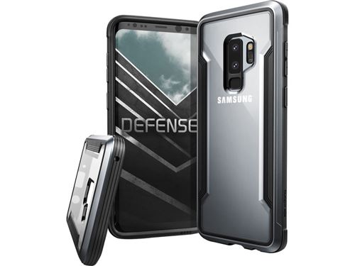 X-Doria Defense Shield - Achterzijde behuizing voor mobiele telefoon - polycarbonaat, geanodiseerd aluminium, zacht rubber - zwart - voor Samsung Galaxy S9+