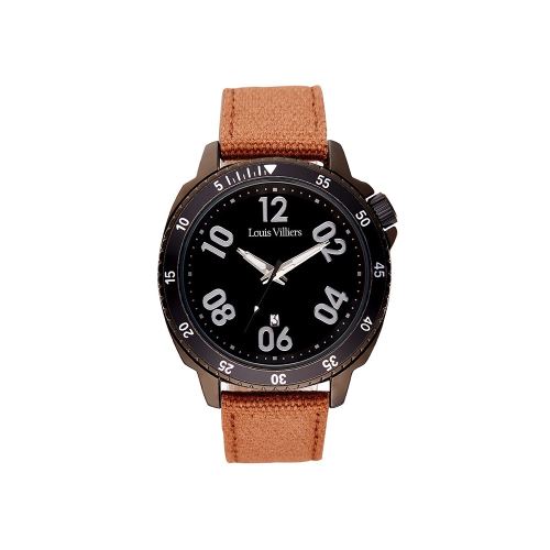 Montre Homme Louis Villiers Cadran 47mm En Acier Noir Et Bracelet