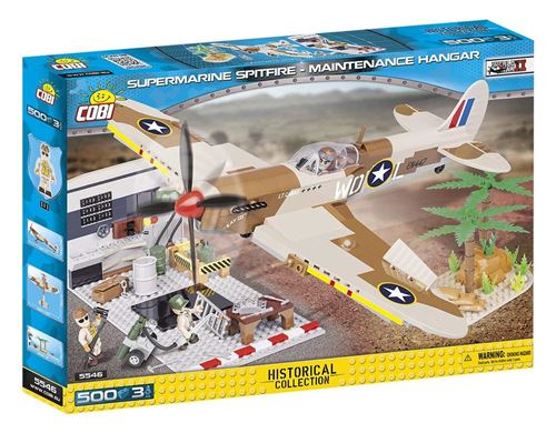 COBI Modèle Supermarine Spitfire-Maintenance Hangar, 5546, Beige, Marron, Jaune, Gris