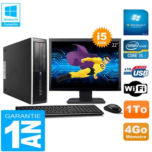 Pc hp compaq pro 6300 sff i5-2400 4go 1to graveur dvd wifi w7 ecran 22'