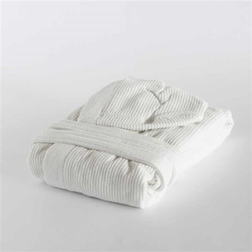 Peignoir Jacquard Svad Dondi Côtelé avec Capuche poches Unisexe, Taille: XL, Couleur: Blanc
