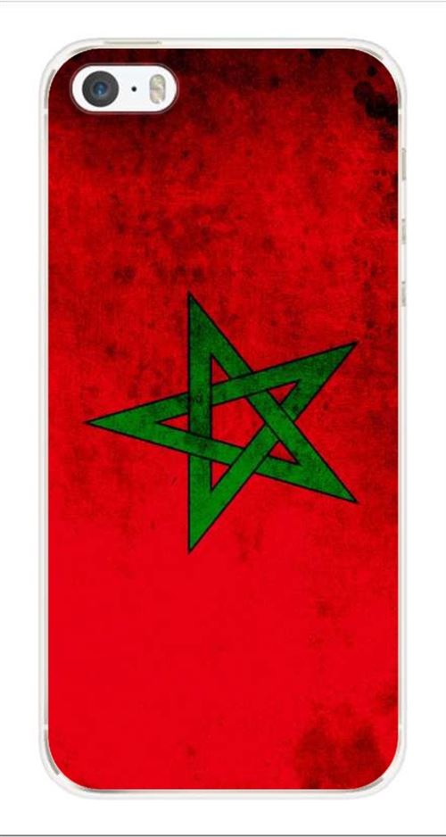 Coque en silicone imprimée compatible iPhone 5 iPhone 5S Drapeau Maroc