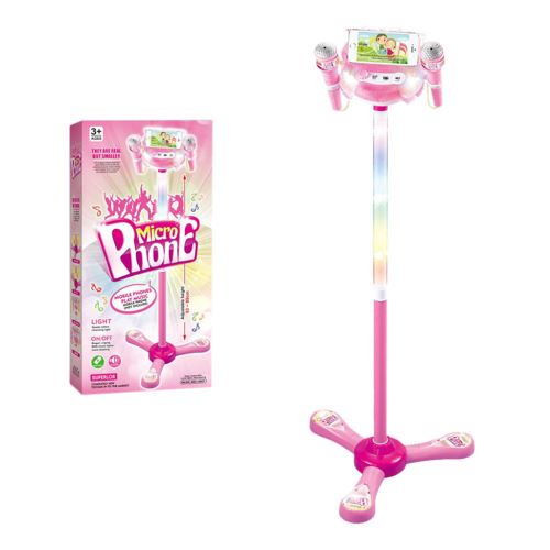 Enfants machine 2 Karaoké avec Lutrin Micros Set Réglable Jouer Jouets Rose PT113