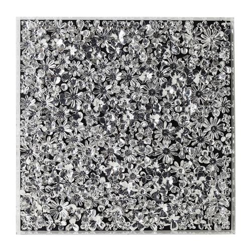 Tableau 3D fleurs argentées 100x100cm Kare Design