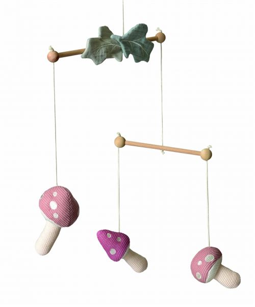 Mobile champignon - bois et gaze de coton