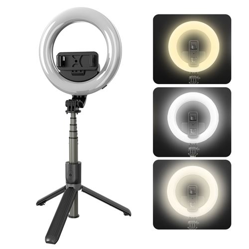 Lumière de beauté LED Mini Selfie Ring Light 6 3 modes d'éclairage dimmable avec obturateur à distance
