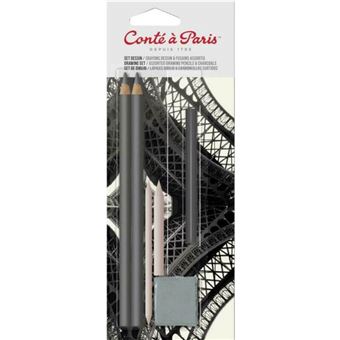 Conte A Paris 50073 Pack De 2 Crayons Graphites 2h 6b Estompe Tortillon Fusain Gomme Mie De Pain Crayon De Couleur Et Feutres Achat Prix Fnac