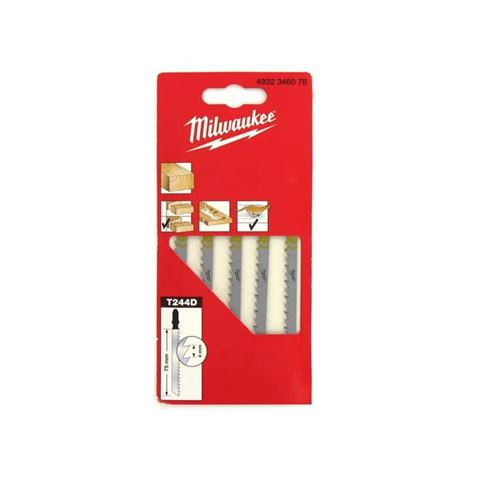 Pack de 5 lames scie sauteuse MILWAUKEE bois/PVC 75 mm denture de 4 mm 4932346078