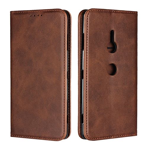 Etui en PU auto-absorbé café pour votre Sony Xperia XZ3