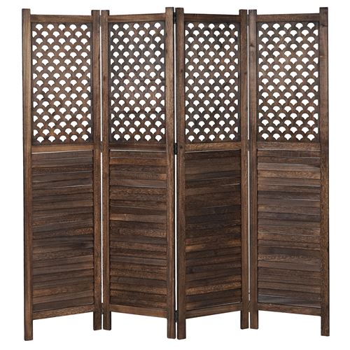 Paravent MENDLER HWC-A84 ornaments 170 x 161 cm brun