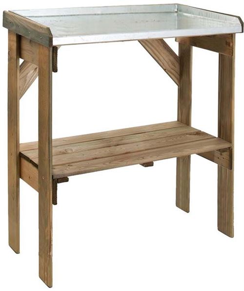 Jardipolys - Table de rempotage bois et zinc Pratik
