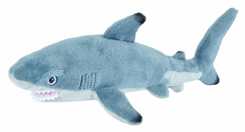 Wild Republic requin en peluche junior 20 cm gris/blanc