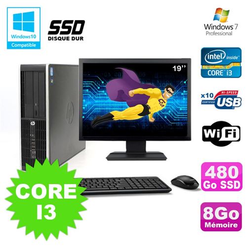 Pc hp compaq 6200 pro sff core i3 3.1ghz 8go 480go ssd dvd wifi w7 ecran 19 État correct - Hewlett-Packard reconditionné disponible sur Fnac