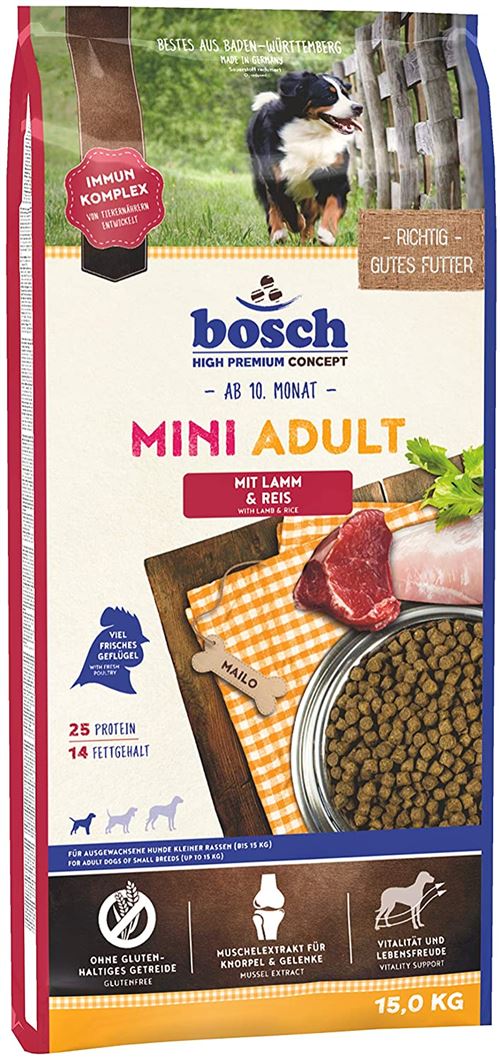 Bosch Mini Croquette Agneau/Riz pour Chien Adulte Petite Race 15 kg