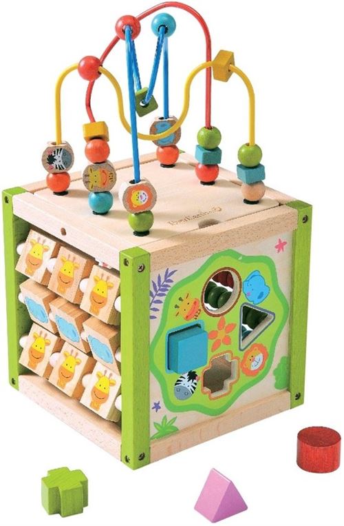 Everearth - EE32695 - Jouet de Premier Age - Mon Premier Cube d'activité en Bois FSC