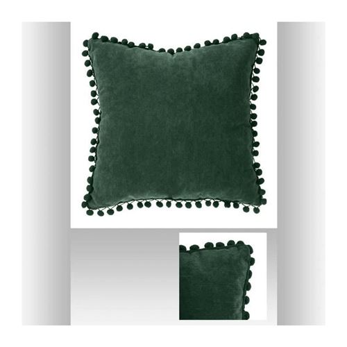Coussin à Pompons Jao 40x40cm Vert