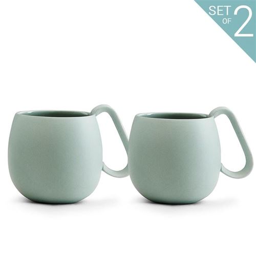 Viva Scandinavia (V80446) tasses à thé avec anse, porcelaine - Lot de 2 - matte vert - 250 ml