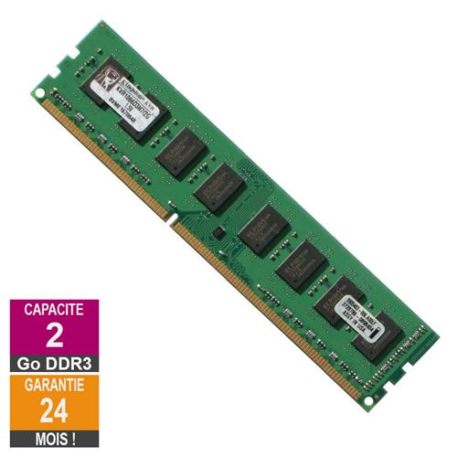 Barrette Mémoire 2Go Ram Ddr3 Kingston Kvr1066D3N7/2G Dimm Pc3-8500U