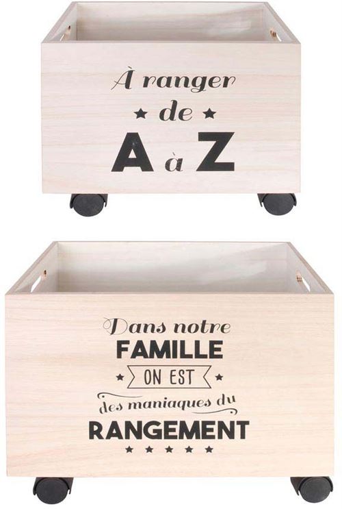 2 Cagettes de rangement à roulettes - 40 x 30 cm - Blanc