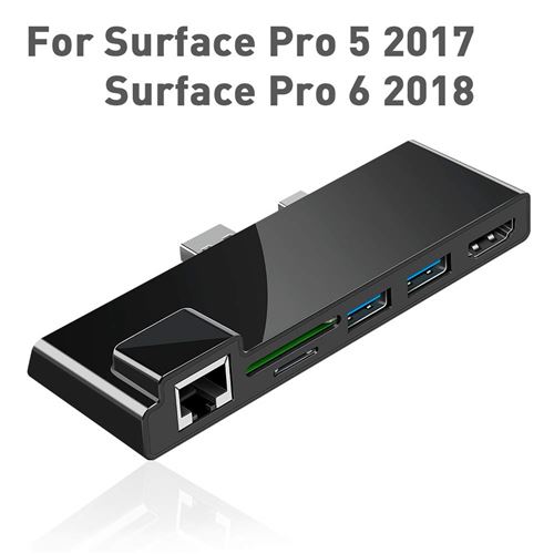 Surfacekit Surface Pro 5/6 Concentrateur USB avec Port Ethernet 1 000 M, 4K HDMI, 2 x Ports USB 3.0, Lecteur de Carte SD/Micro SD