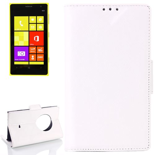 Nokia Lumia 1020 Housse Etui Cuir PU Texture Huilé Blanc ALS54644