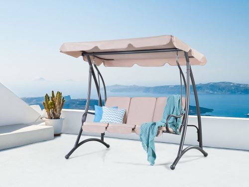 Beliani - Balancelle de jardin - balancelle en métal et tissu beige - Temple