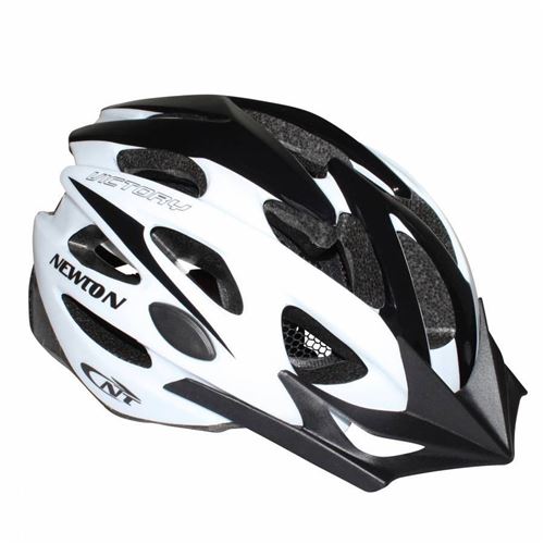 Casque velo adulte newton route-vtt victory blanc-noir taille 58-61 avec visiere et lock (vendu en boite)