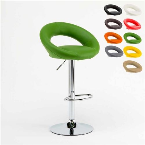 Superstool - Tabouret haut bar cuisine fixe pivotant réglable en hauteur avec repose-pieds Chicago, Couleur: Vert
