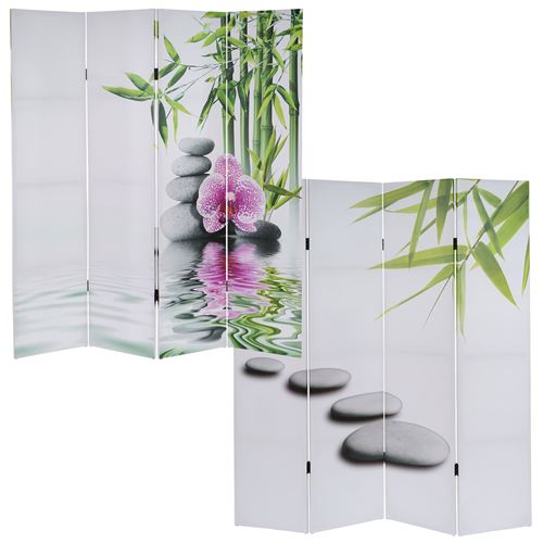 Paravent / cloison de s?paration T234, 4 pans motif Kho Samui 180x160cm
