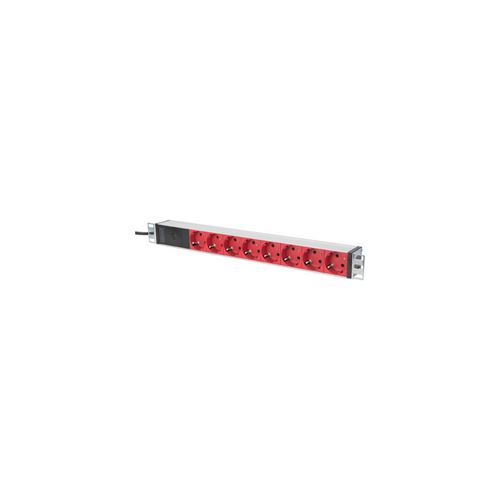 Digitus professional dn-95410 r 1u 19 aluminium multiprise, einbaufähig, 10 a mâle, 250 vac 50 60 hz, 8 x abgriffe, iec c14 mâl