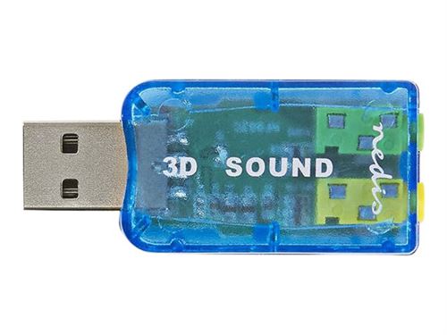 Carte son son 3d 5.1 usb 2.0 connecteur 3,5 mm double nedis