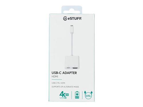 Estuff usb-c hdmi charging adapter usb-c hdmi, usb-c blanc adaptateur et connecteur de câbles (es623002wh)