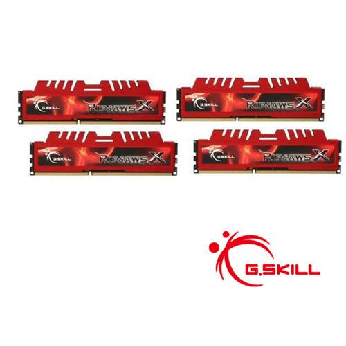 Mémoire RAM G.SKILL 32Go (4x 8Go) Série Performance RipjawsX PC3 12800 DDR3 1600MHz Bureau F3-12800CL10Q-32GBXL