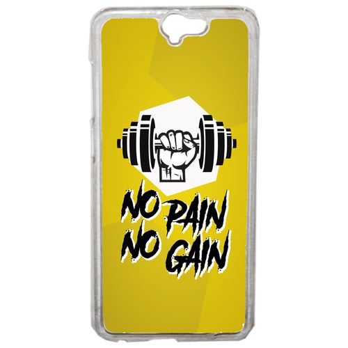 Coque No Pain No Gain Fond Jaune Compatible Htc One A9 Transparent