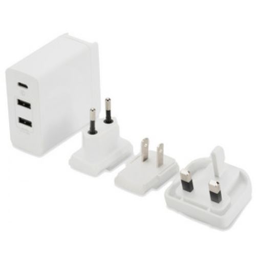ednet ednet set adaptateur universel de voyage (eu/uk/us), 3 x usb noir