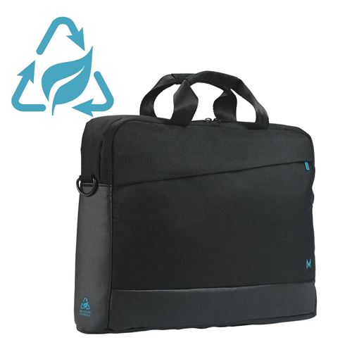 Mobilis Sacoche Éco-conçue pour PC Portable 14-15.6'', Fabriqué de Matériaux Recyclés (GRS), Étanche, Fond Renforcé, Noir