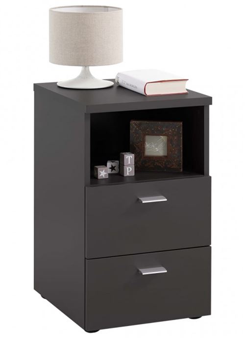 Table de chevet / table de nuit en bois coloris noire - L.35 x P.40 x H.61,5 cm -PEGANE-