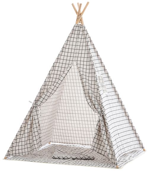 Tente Tipi Esna pour enfants , Gris à Carreaux