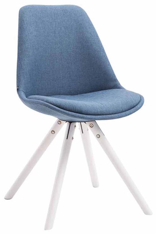Chaise Toulouse tissu pieds ronds , Bleu/Blanc