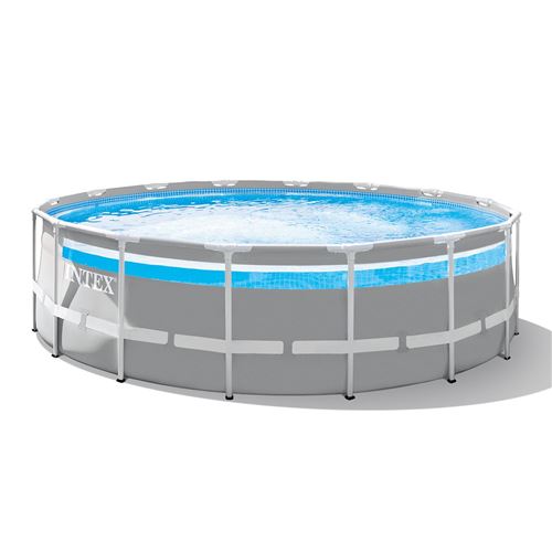  Piscine tubulaire Intex - Ronde - Prism Frame Clear Window - 4,88 x 1,22 m - Accessoires inclus - Gris 