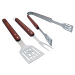 Deuba - Set de 5 ustensiles de barbecue en acier inox - Fourchette, spatule, pince, pinceau, sac