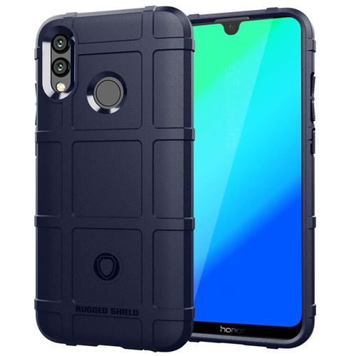 Coque en TPU grille carrée anti-chocs souple bleu foncé pour votre Huawei Honor 10 Lite/P Smart (2019)