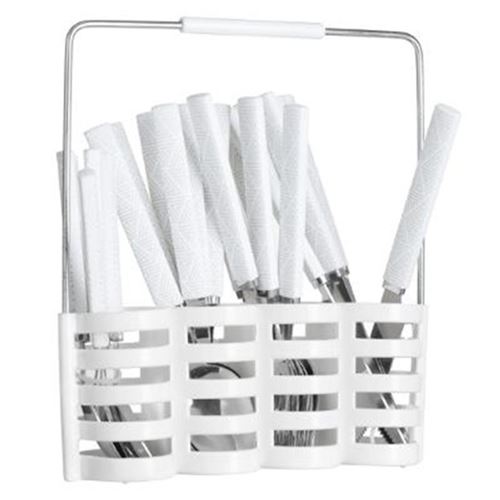 Ménagère 24 Pièces & Range Couvert Geometric Blanc