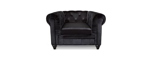 Fauteuil Chesterfield velours Noir