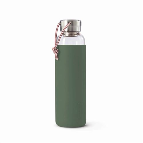 BLACK+BLUM Wasserflasche aus Glas 0,6l Olive/Glas  olive